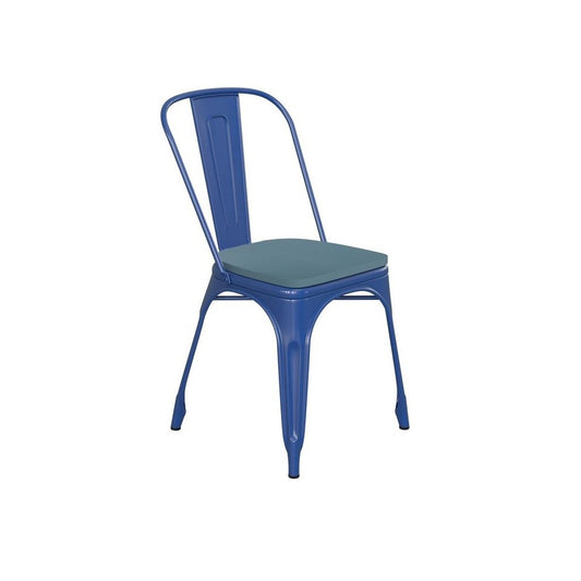 Blue Metal Chair-Teal Seat