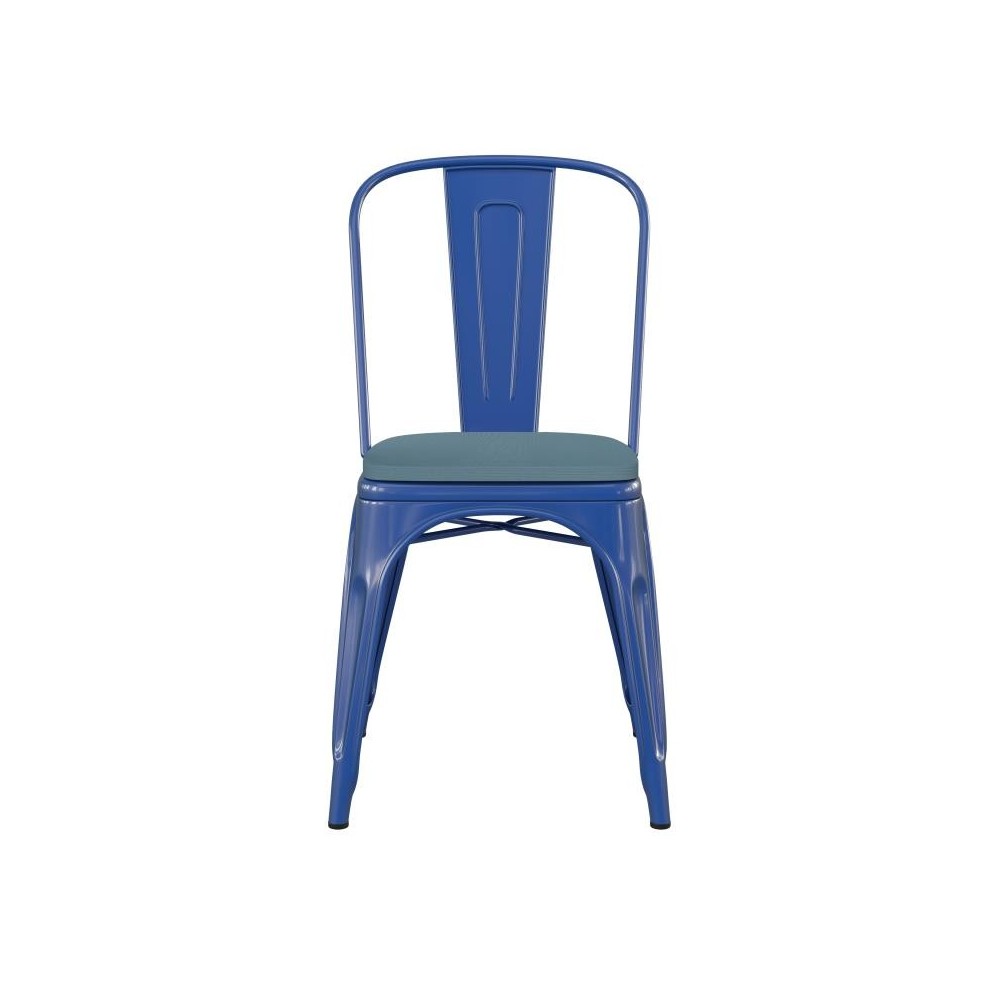 Blue Metal Chair-Teal Seat