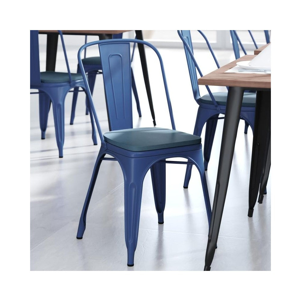 Blue Metal Chair-Teal Seat