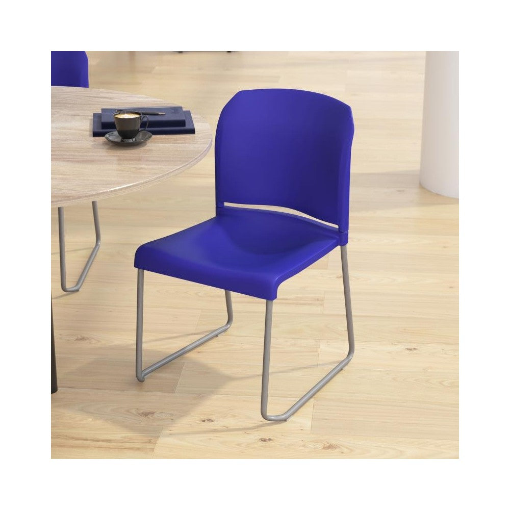 Blue Plastic Sled Stack Chair