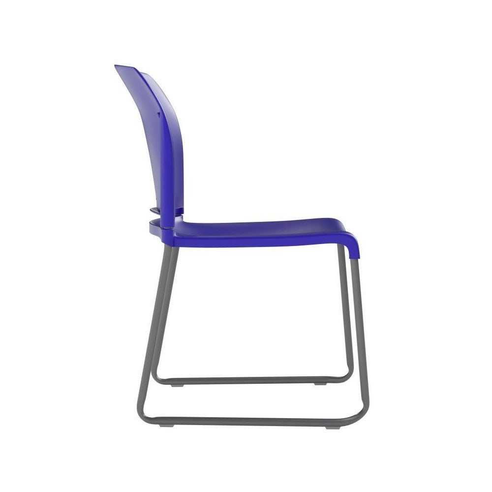 Blue Plastic Sled Stack Chair