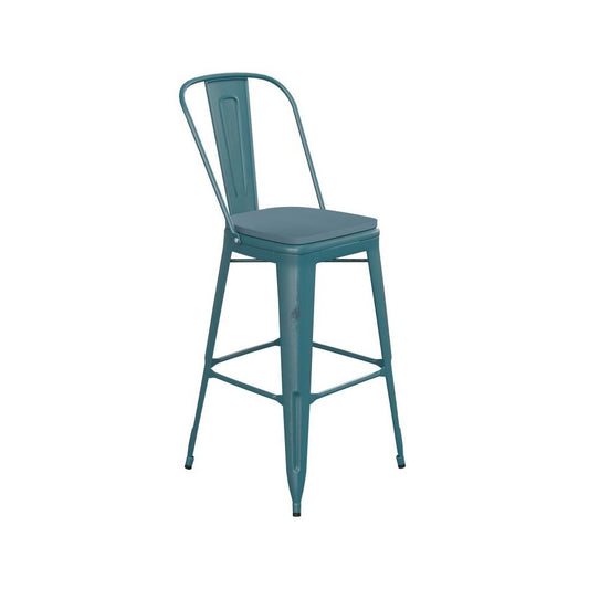 Blue-Tl Metal Stool-Teal Seat