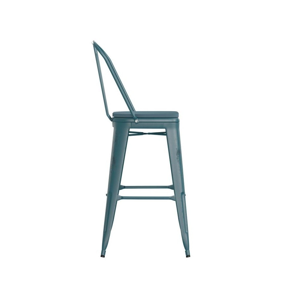 Blue-Tl Metal Stool-Teal Seat