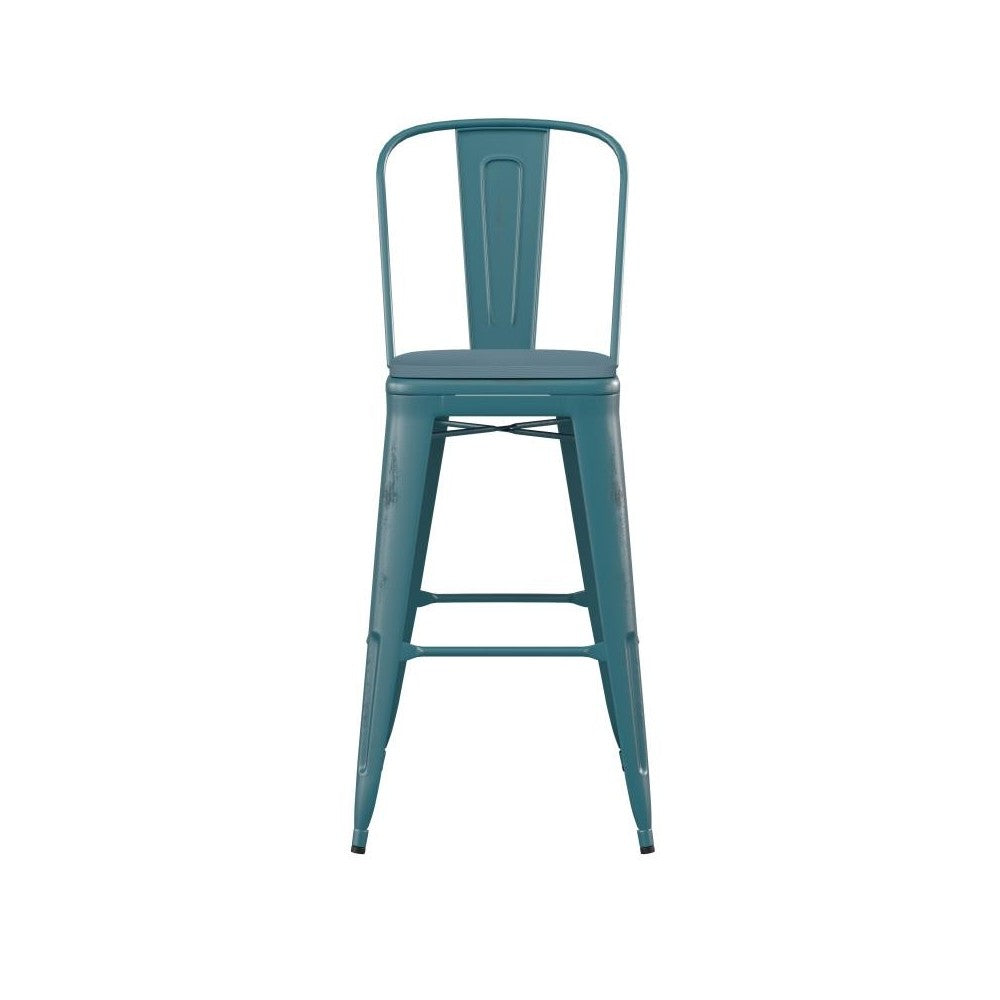 Blue-Tl Metal Stool-Teal Seat