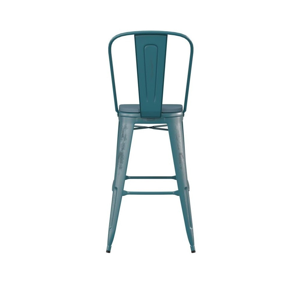 Blue-Tl Metal Stool-Teal Seat