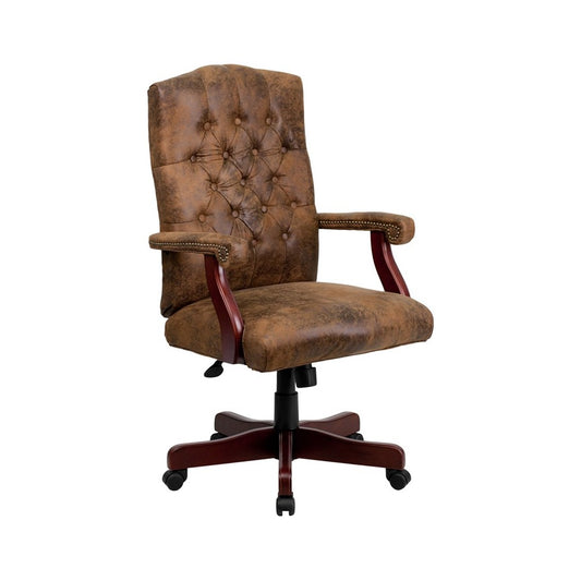 Bomber Brown Classic Executive Swivel Office Chair with Arms