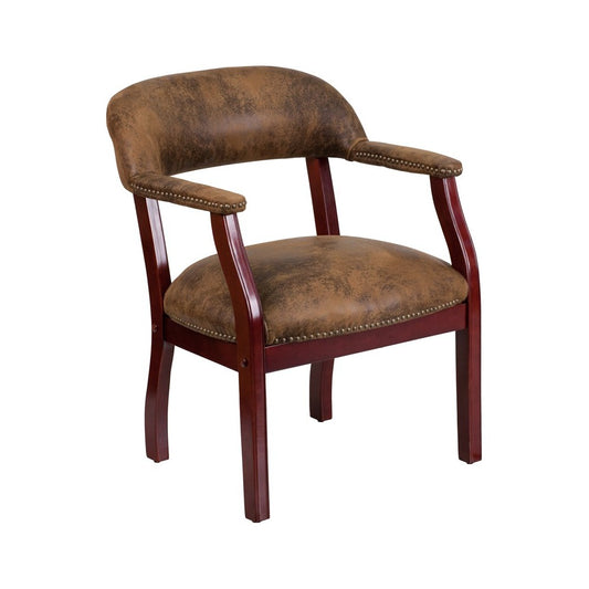 Bomber Jacket Brown Luxurious Conference Chair with Accent Nail Trim