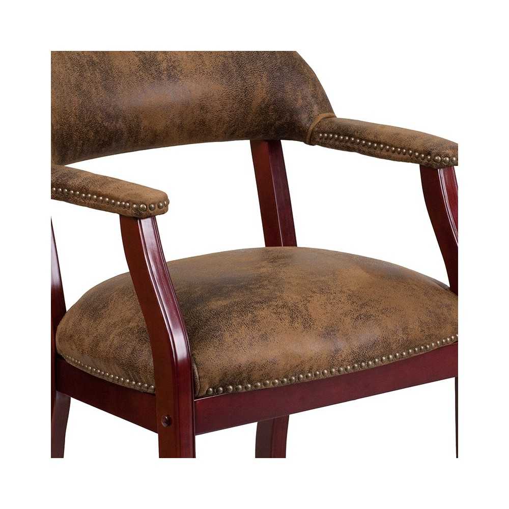 Bomber Jacket Brown Luxurious Conference Chair with Accent Nail Trim