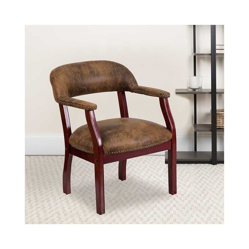 Bomber Jacket Brown Luxurious Conference Chair with Accent Nail Trim