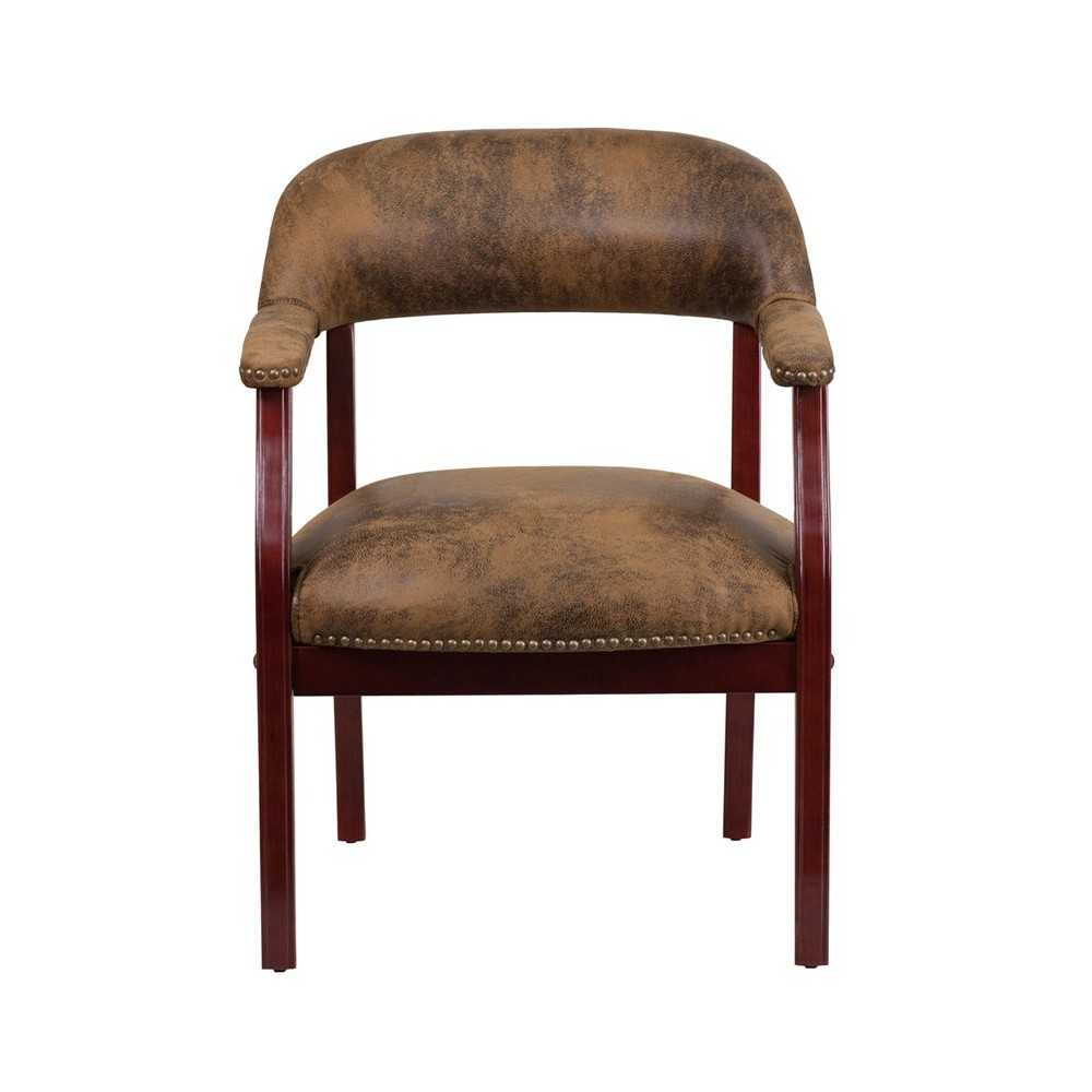 Bomber Jacket Brown Luxurious Conference Chair with Accent Nail Trim