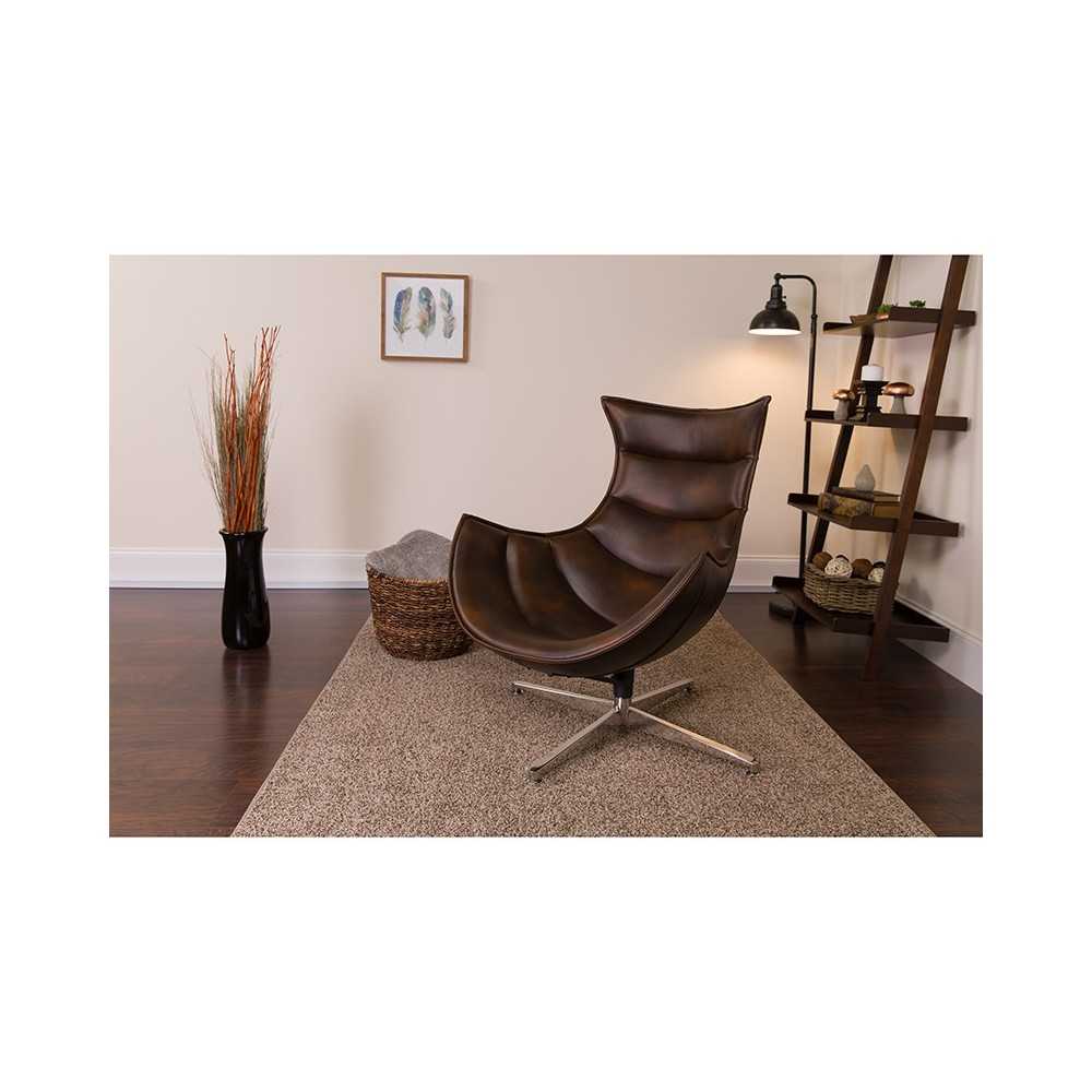 Bomber Jacket LeatherSoft Swivel Cocoon Chair
