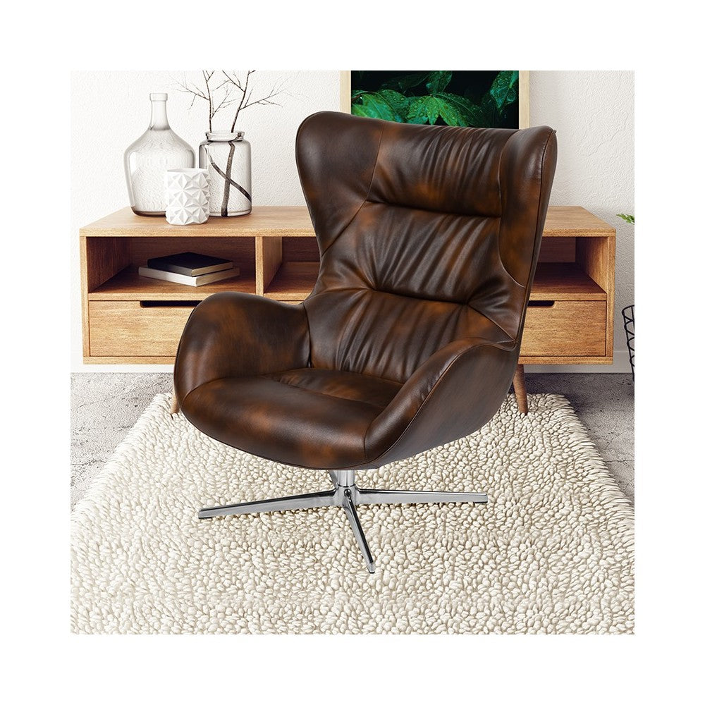 Bomber Jacket LeatherSoft Swivel Wing Chair