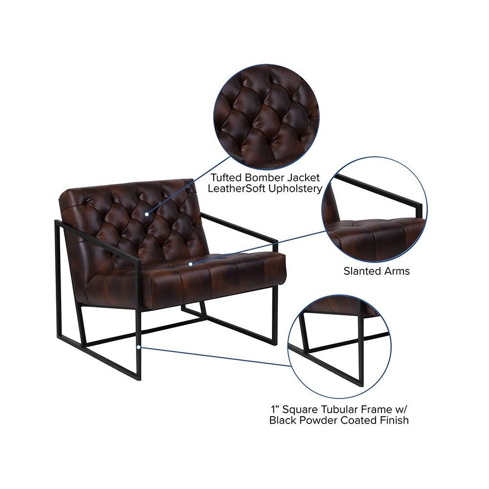 Bomber Jacket LeatherSoft Tufted Lounge Chair