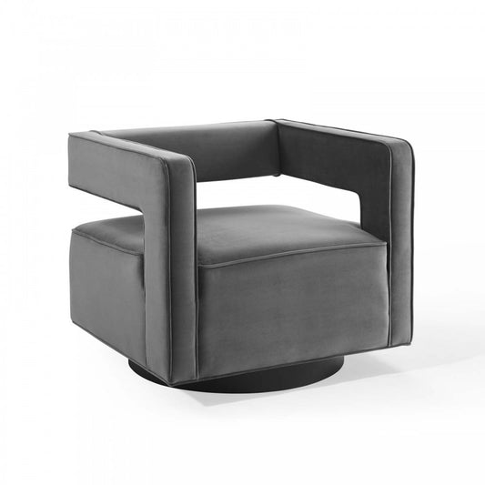 Booth Performance Velvet Swivel Armchair, Gray