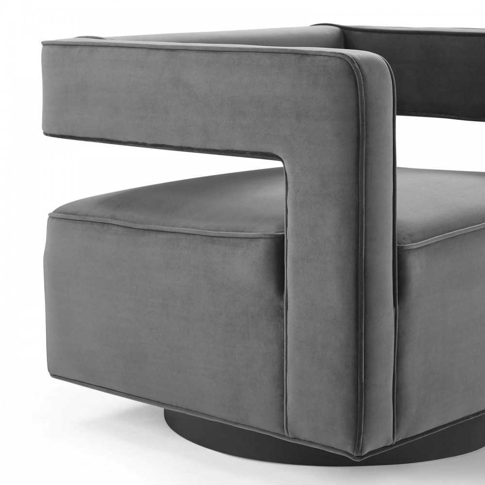 Booth Performance Velvet Swivel Armchair, Gray
