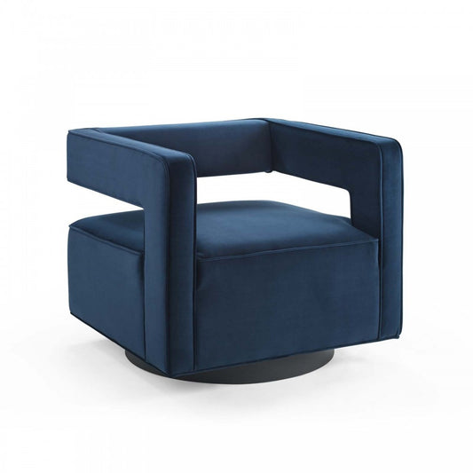 Booth Performance Velvet Swivel Armchair, Midnight Blue