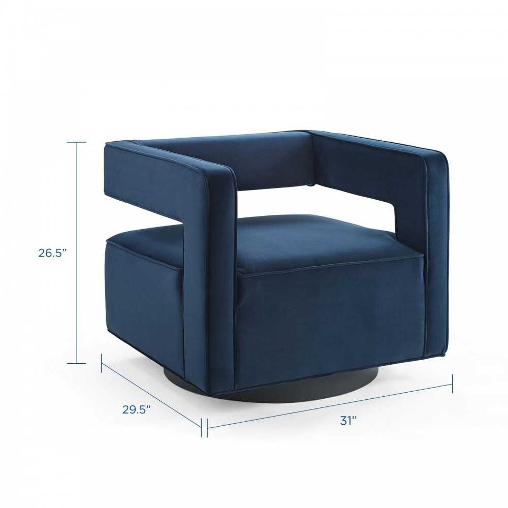 Booth Performance Velvet Swivel Armchair, Midnight Blue