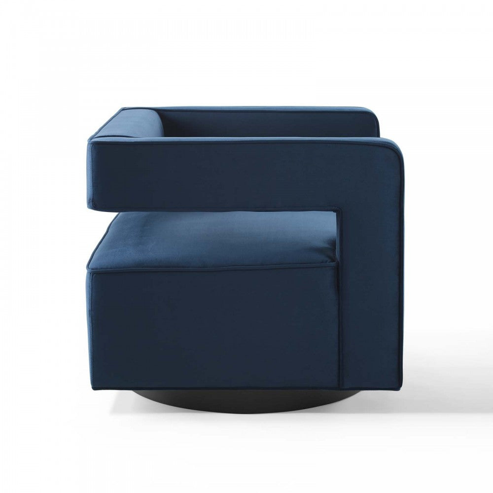 Booth Performance Velvet Swivel Armchair, Midnight Blue