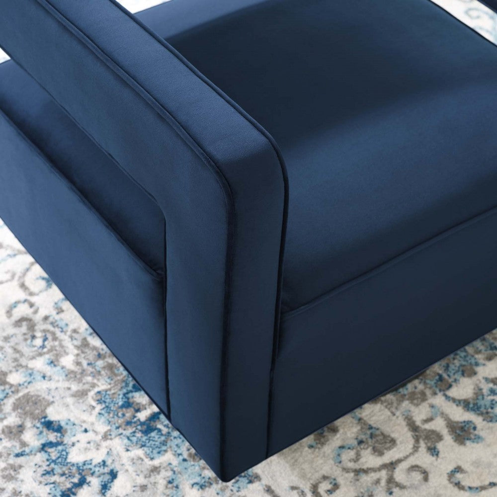 Booth Performance Velvet Swivel Armchair, Midnight Blue