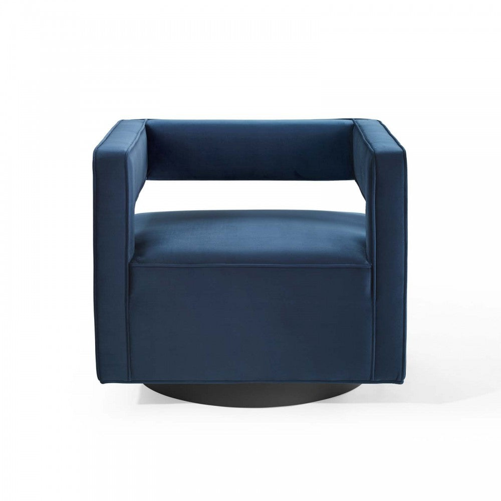 Booth Performance Velvet Swivel Armchair, Midnight Blue