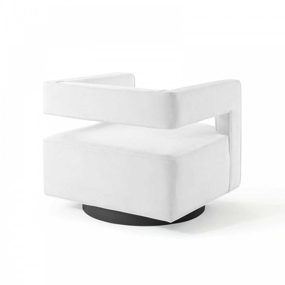 Booth Performance Velvet Swivel Armchair, White