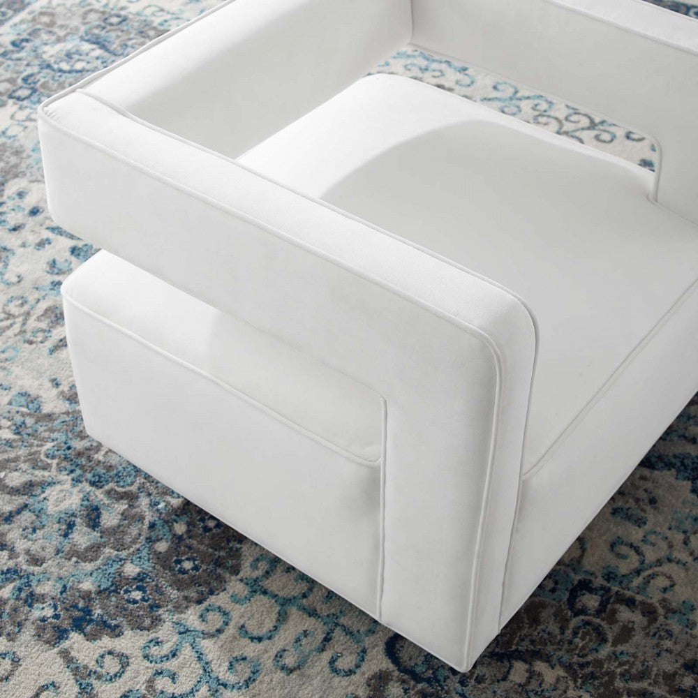 Booth Performance Velvet Swivel Armchair, White