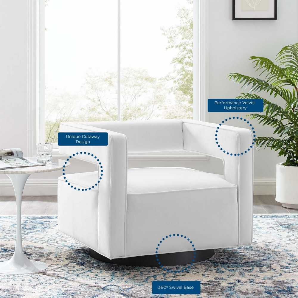 Booth Performance Velvet Swivel Armchair, White