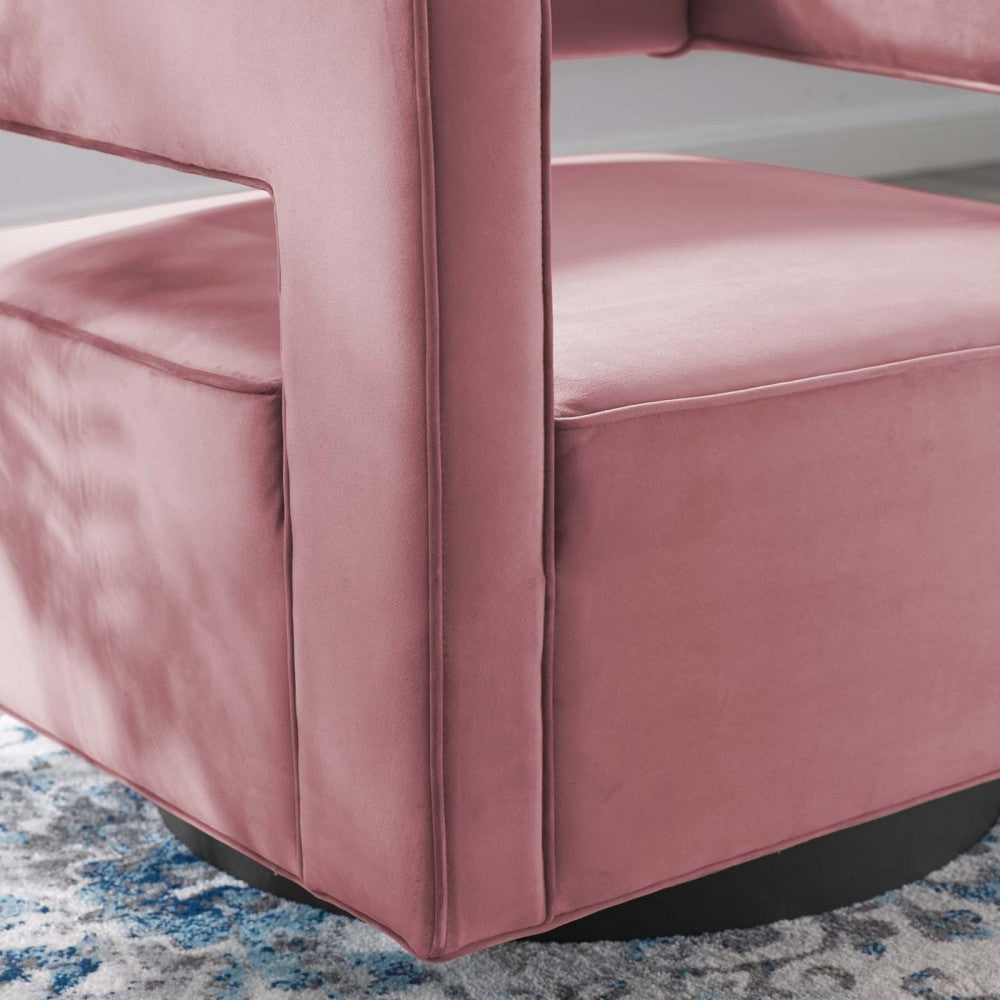 Booth Performance Velvet Swivel Armchair, Dusty Rose