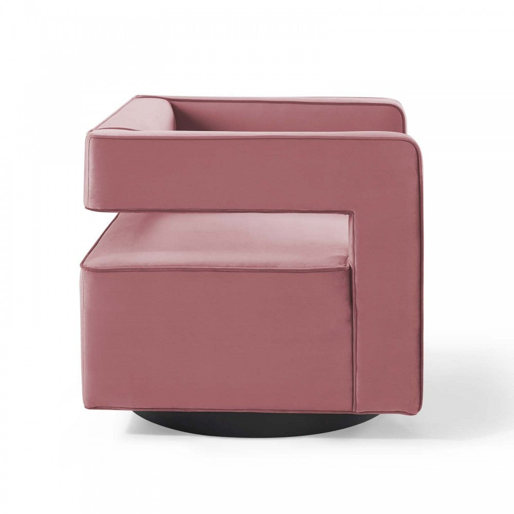 Booth Performance Velvet Swivel Armchair, Dusty Rose