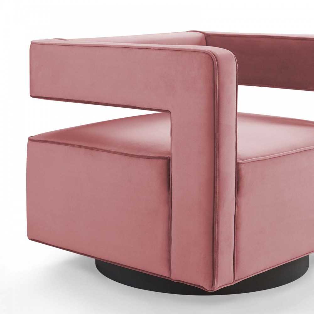 Booth Performance Velvet Swivel Armchair, Dusty Rose
