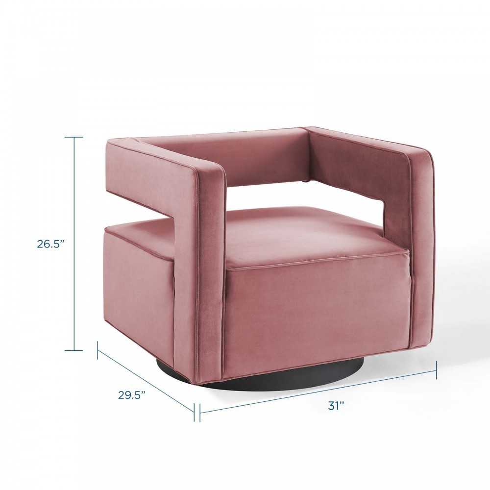 Booth Performance Velvet Swivel Armchair, Dusty Rose
