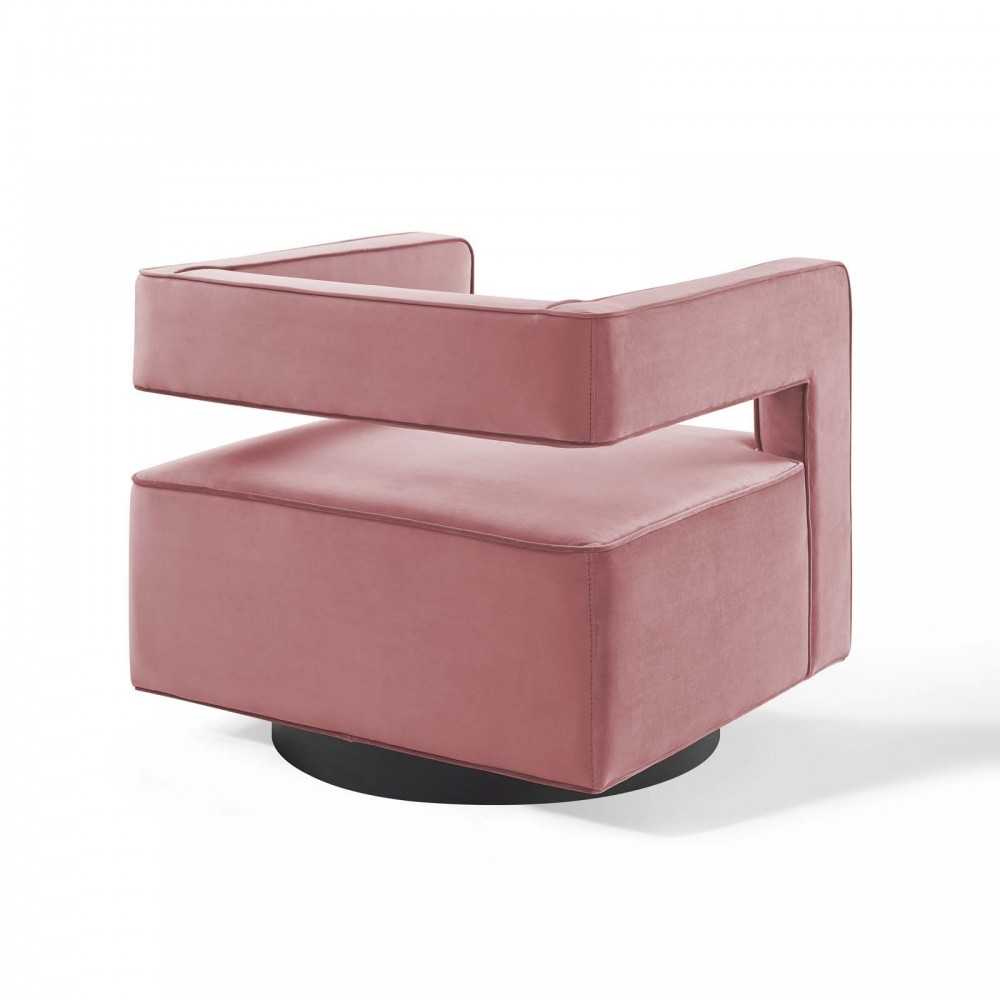 Booth Performance Velvet Swivel Armchair, Dusty Rose