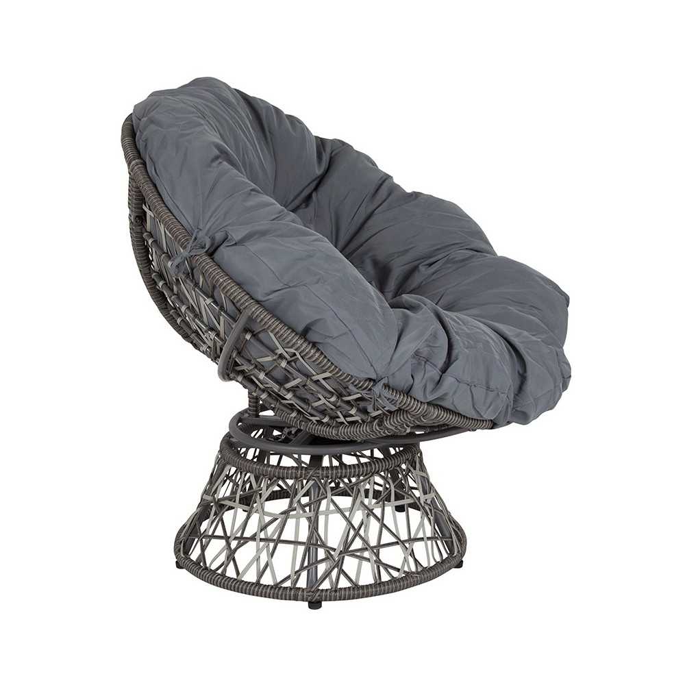 Bowie Comfort Series Swivel Patio Chair with Dark Gray Cushion