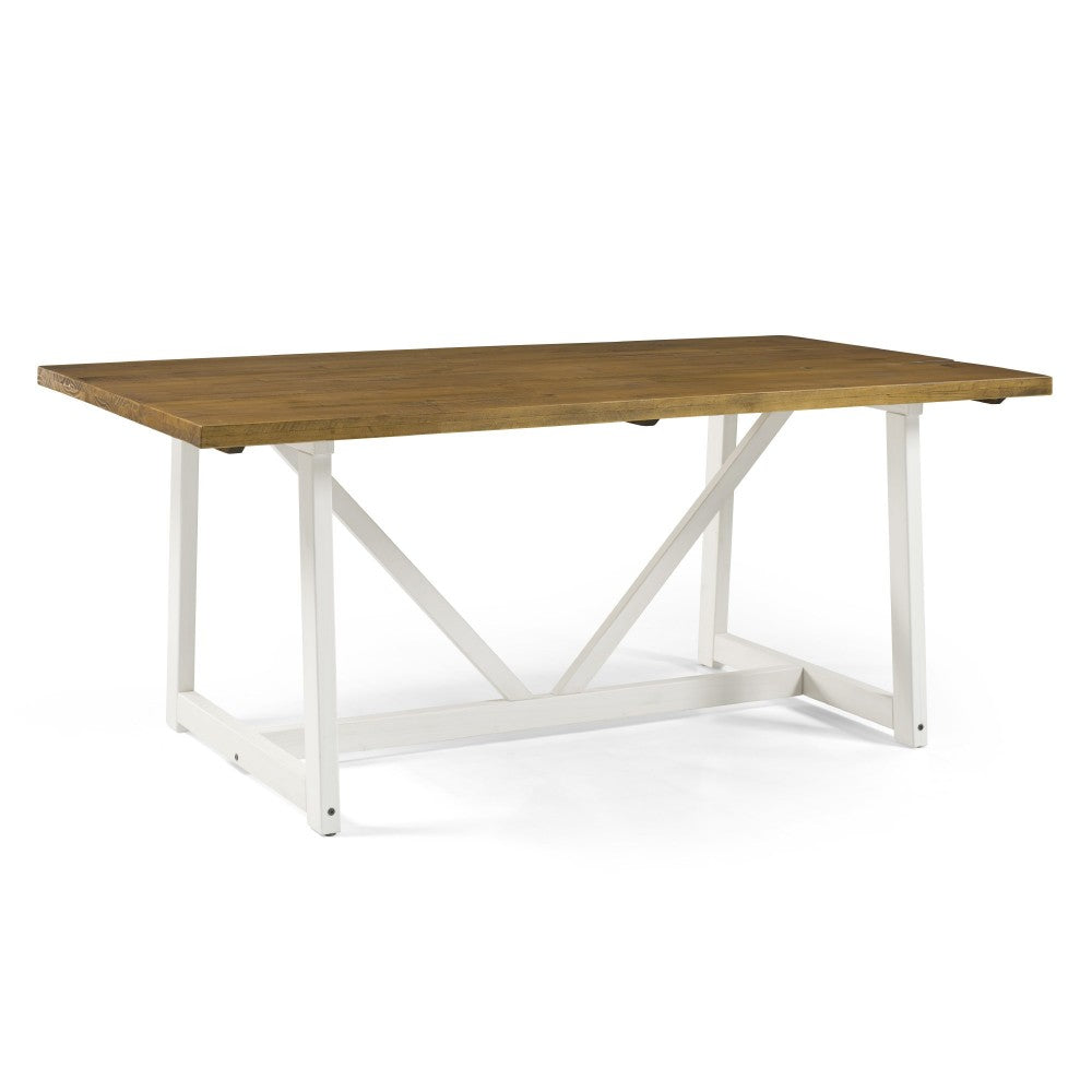 Brennan 72" Solid Wood Trestle Dining Table - Rustic Oak/White Wash