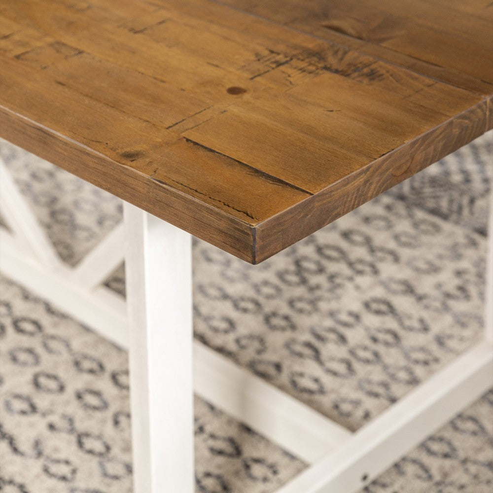 Brennan 72" Solid Wood Trestle Dining Table - Rustic Oak/White Wash