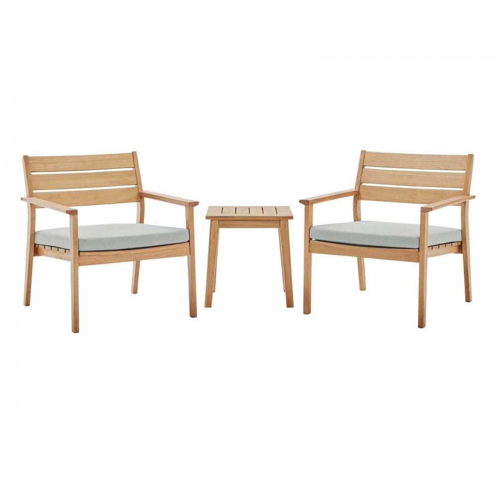 Breton 3 Piece Outdoor Patio Ash Wood Set