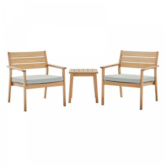 Breton 3 Piece Outdoor Patio Ash Wood Set