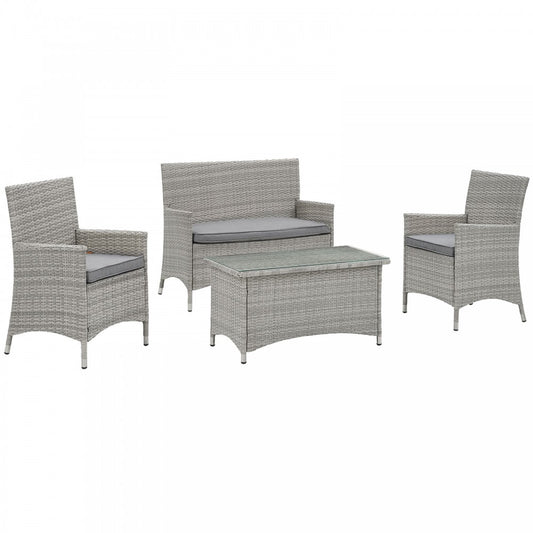 Bridge 4 Piece Outdoor Patio Patio Conversation Set, Light Gray Gray