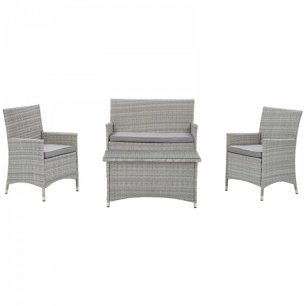 Bridge 4 Piece Outdoor Patio Patio Conversation Set, Light Gray Gray