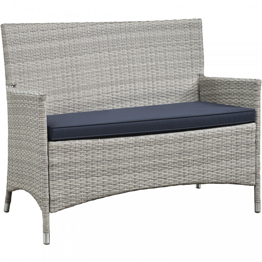 Bridge 4 Piece Outdoor Patio Patio Conversation Set, Light Gray Navy