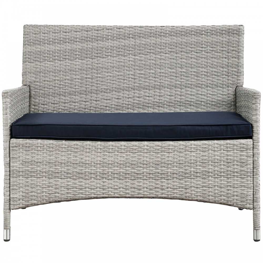 Bridge 4 Piece Outdoor Patio Patio Conversation Set, Light Gray Navy