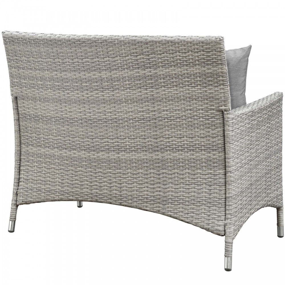 Bridge 4 Piece Outdoor Patio Patio Conversation Set with Pillow Set, Light Gray Gray