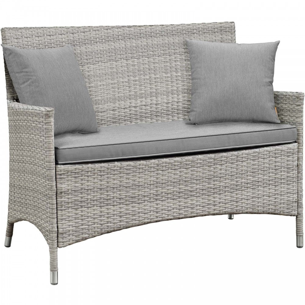 Bridge 4 Piece Outdoor Patio Patio Conversation Set with Pillow Set, Light Gray Gray