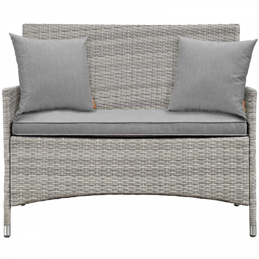 Bridge 4 Piece Outdoor Patio Patio Conversation Set with Pillow Set, Light Gray Gray