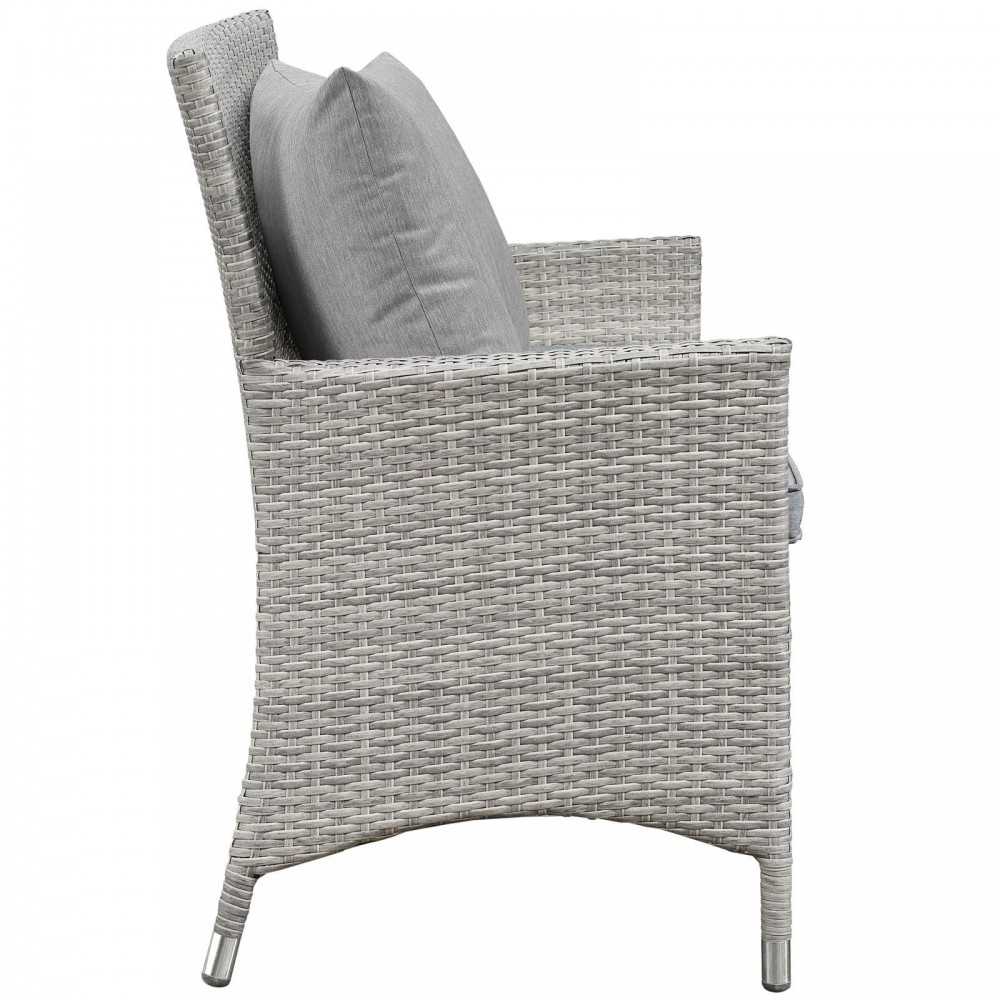 Bridge 4 Piece Outdoor Patio Patio Conversation Set with Pillow Set, Light Gray Gray