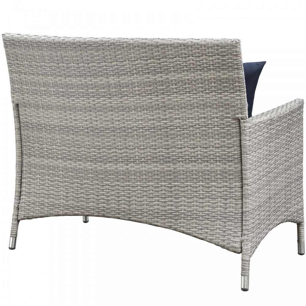 Bridge 4 Piece Outdoor Patio Patio Conversation Set with Pillow Set, Light Gray Navy