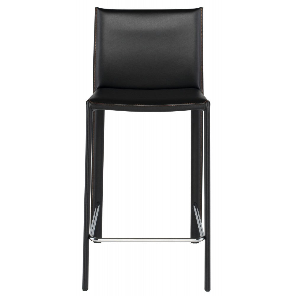 Bridget Black Leather Counter Stool
