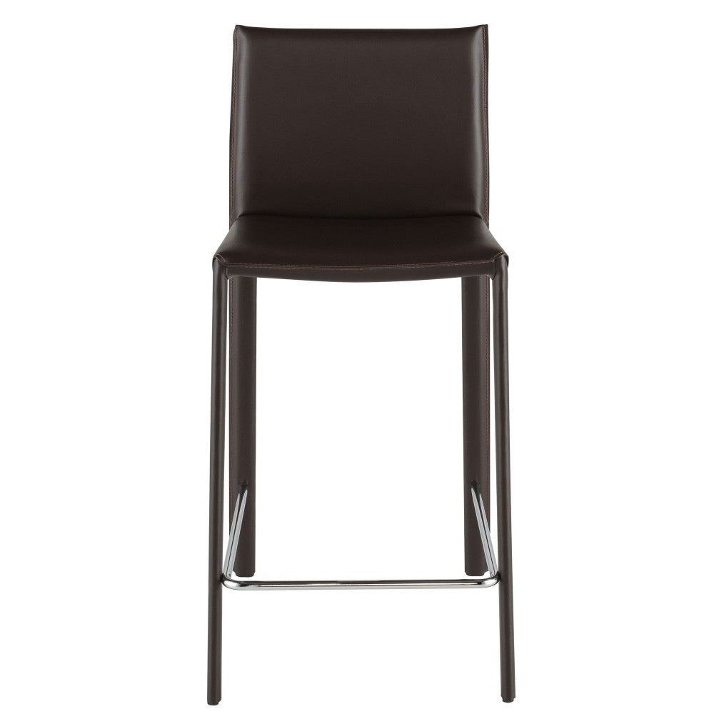 Bridget Brown Leather Counter Stool