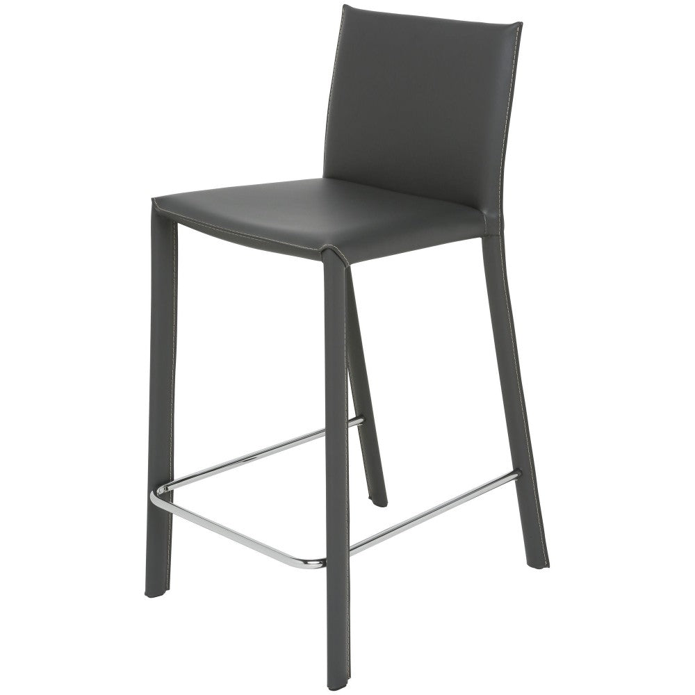 Bridget Dark Gray Leather Counter Stool