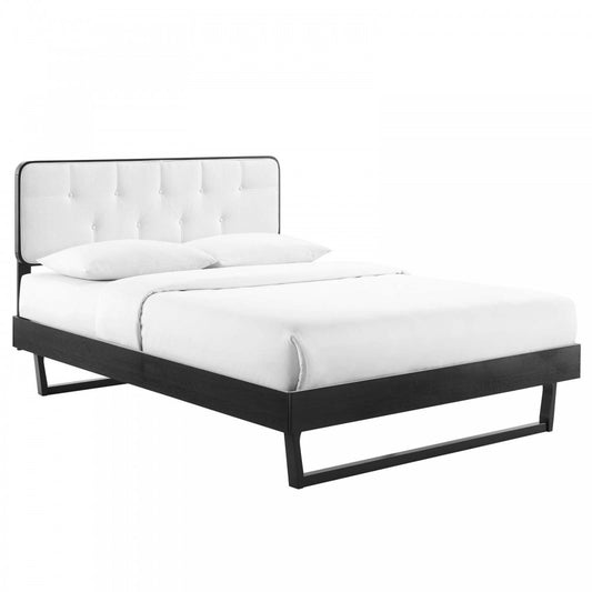 Bridgette Full Wood Platform Bed With Angular Frame, Black White